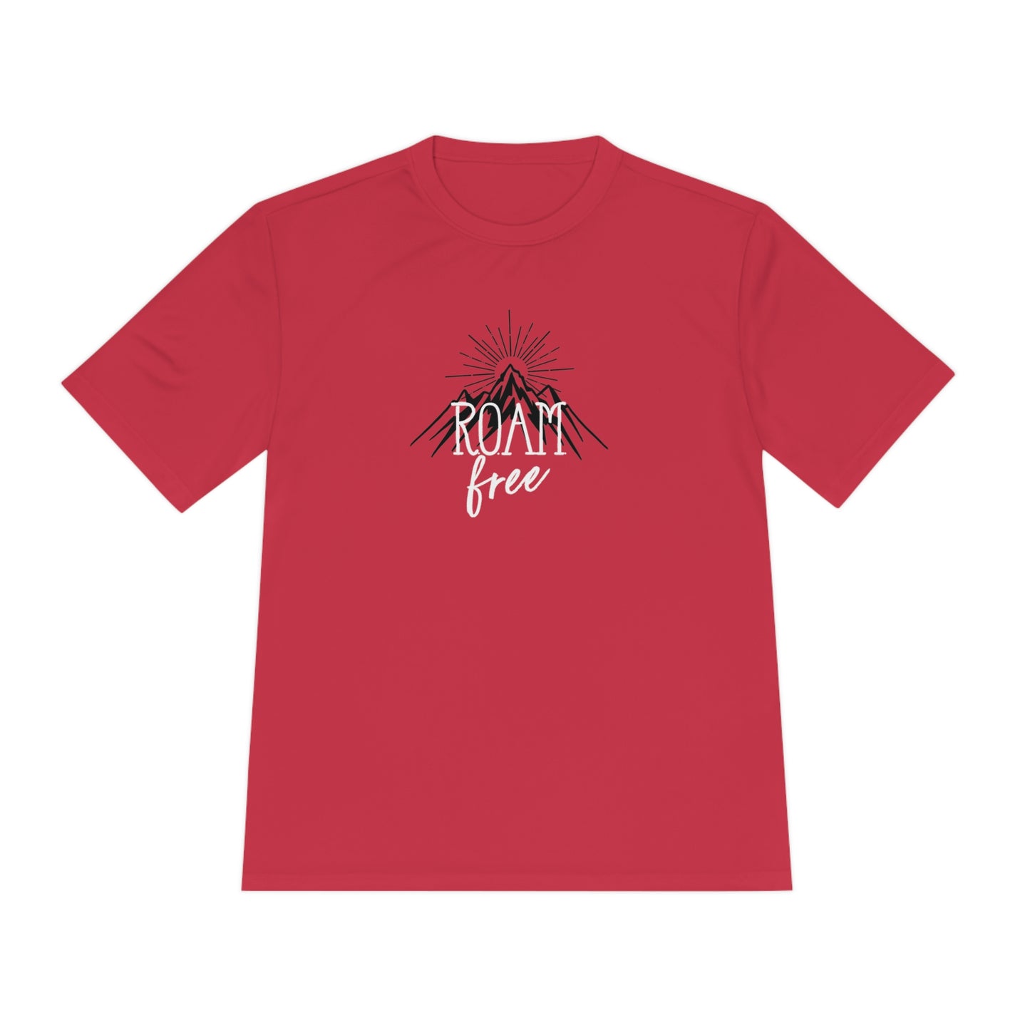 R.O.A.M free Branded Merch - Unisex Moisture Wicking Graphic Tee - ROAMfree Outdoor Apparel & Supply Co.
