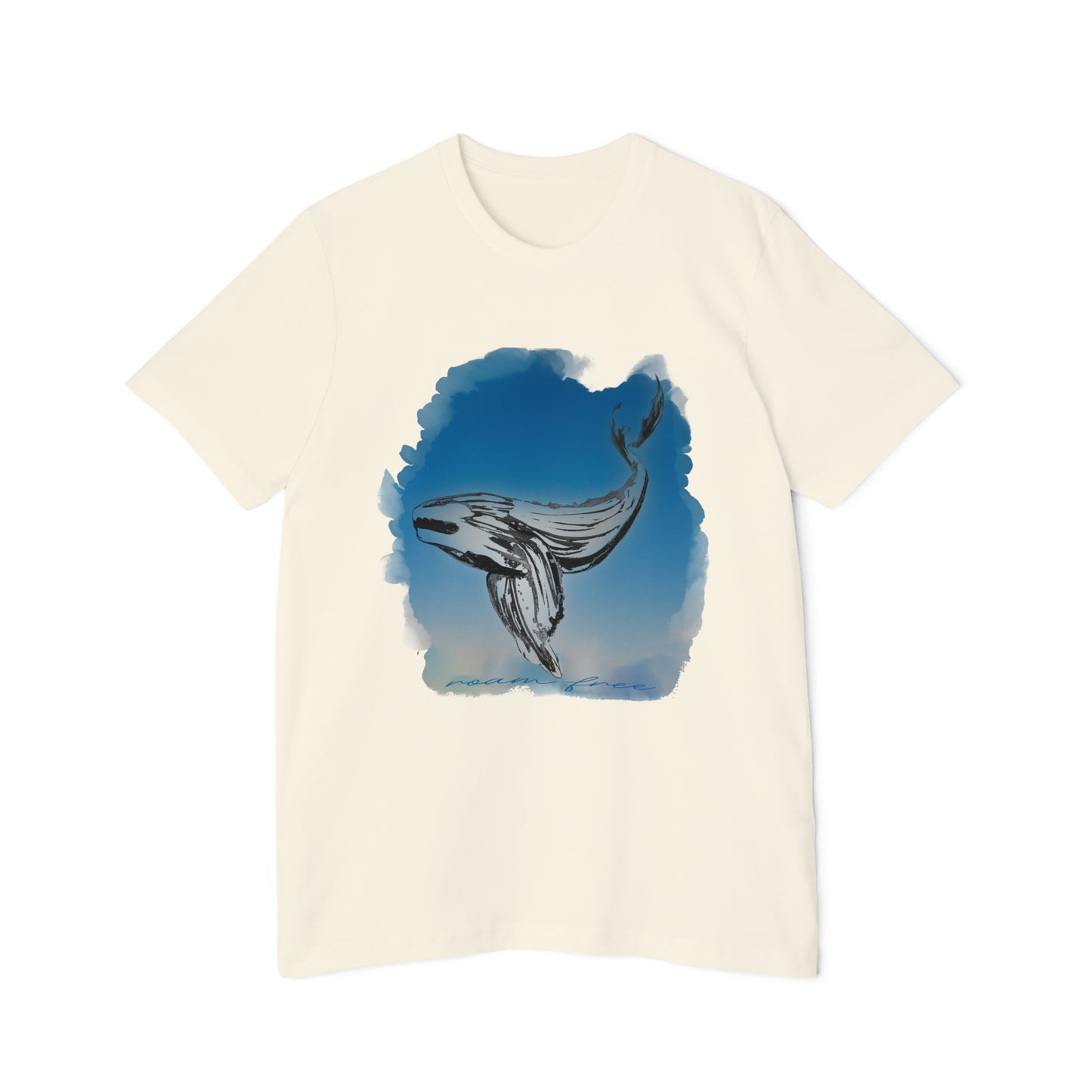 Watercolor Whale Tee - USA-Made Unisex Short-Sleeve Crew Neck Tee - ROAMfree Outdoor Apparel & Supply Co.