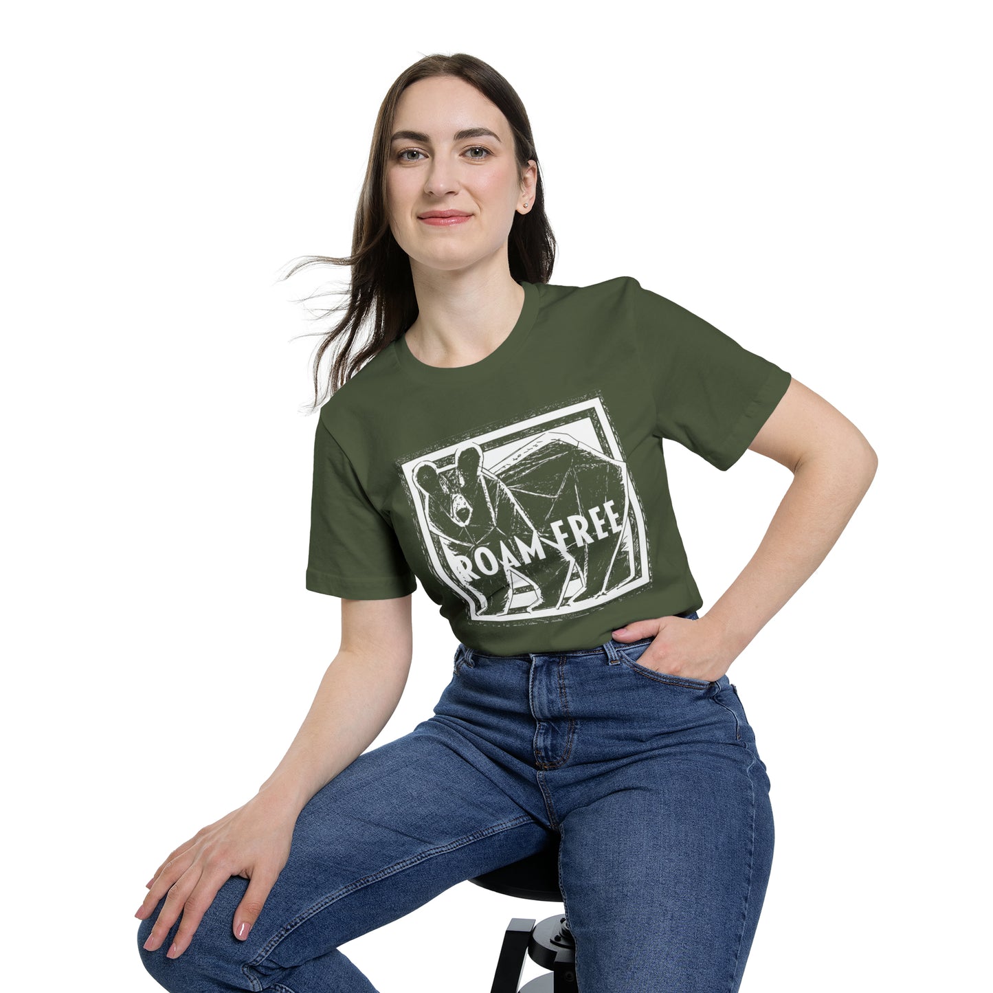 The Powerful Bear Tee - USA-Made Unisex Short-Sleeve Crew Neck Tee - ROAMfree Outdoor Apparel & Merch