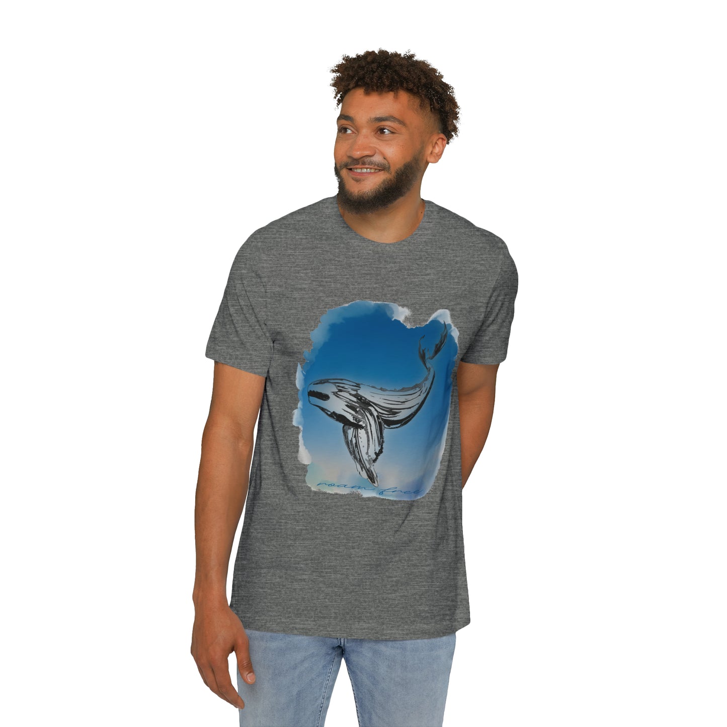 Watercolor Whale Tee - USA-Made Unisex Short-Sleeve Crew Neck Tee - ROAMfree Outdoor Apparel & Supply Co.