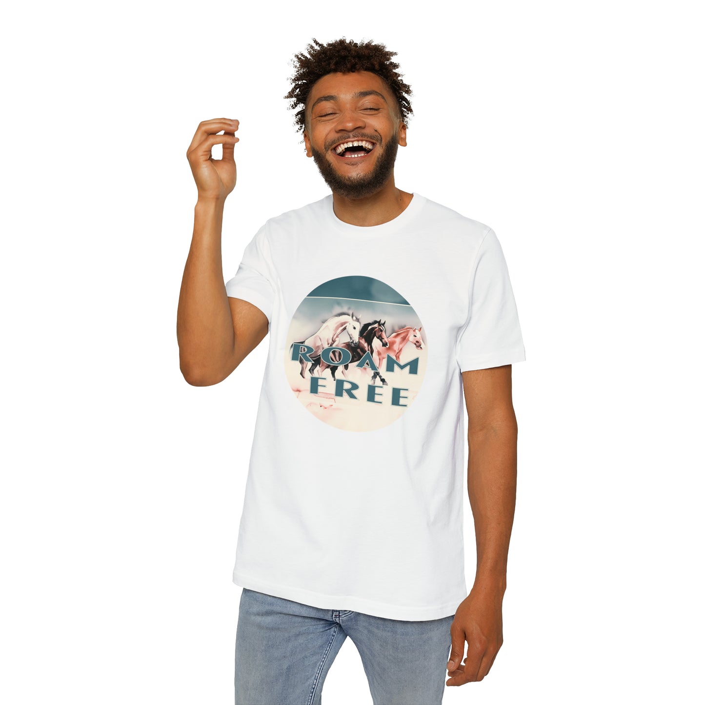 Horses Roam free - USA-Made Unisex Vintage Graphic Tee - ROAMfree Outdoor Apparel & Merch