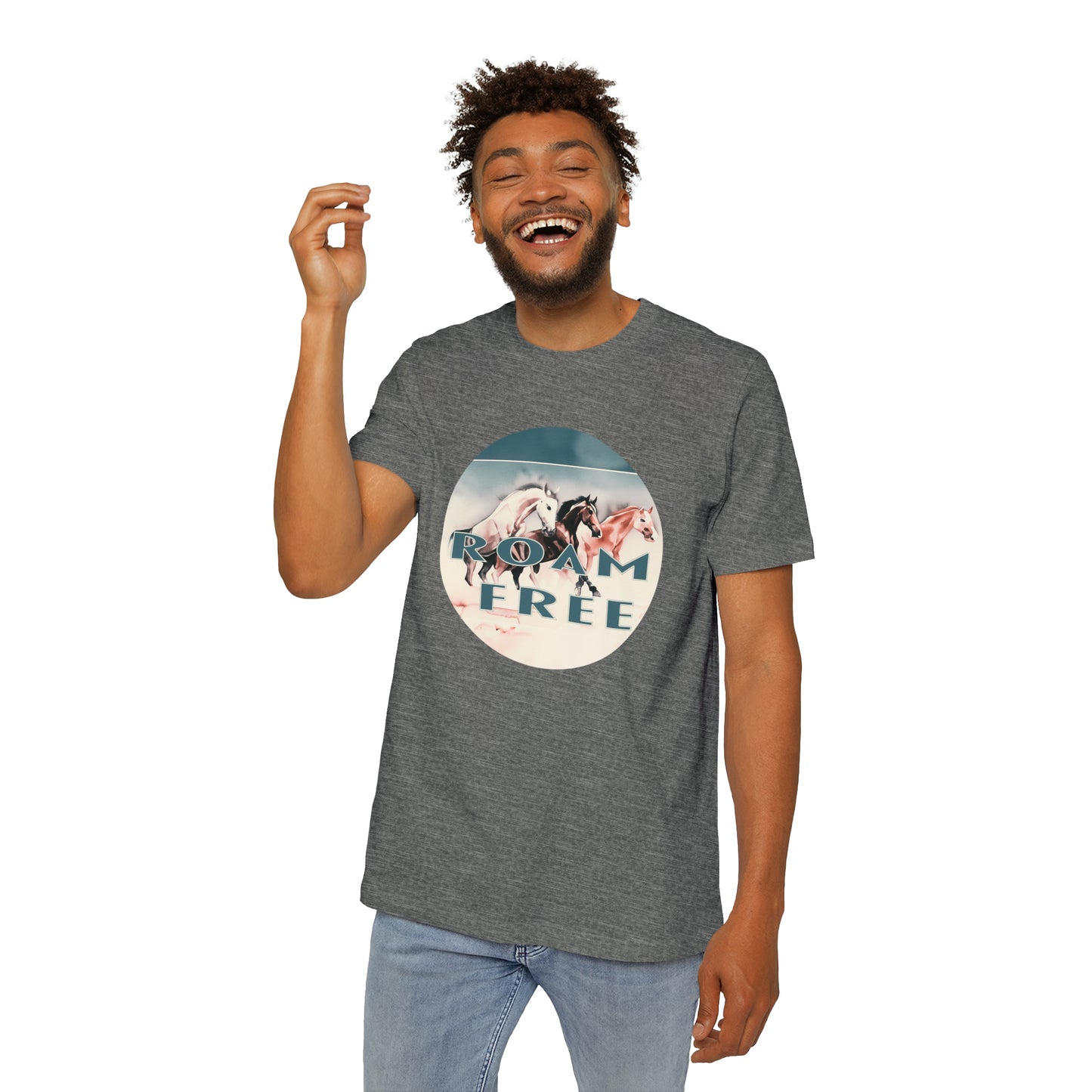 Horses Roam free - USA-Made Unisex Vintage Graphic Tee - ROAMfree Outdoor Apparel & Merch