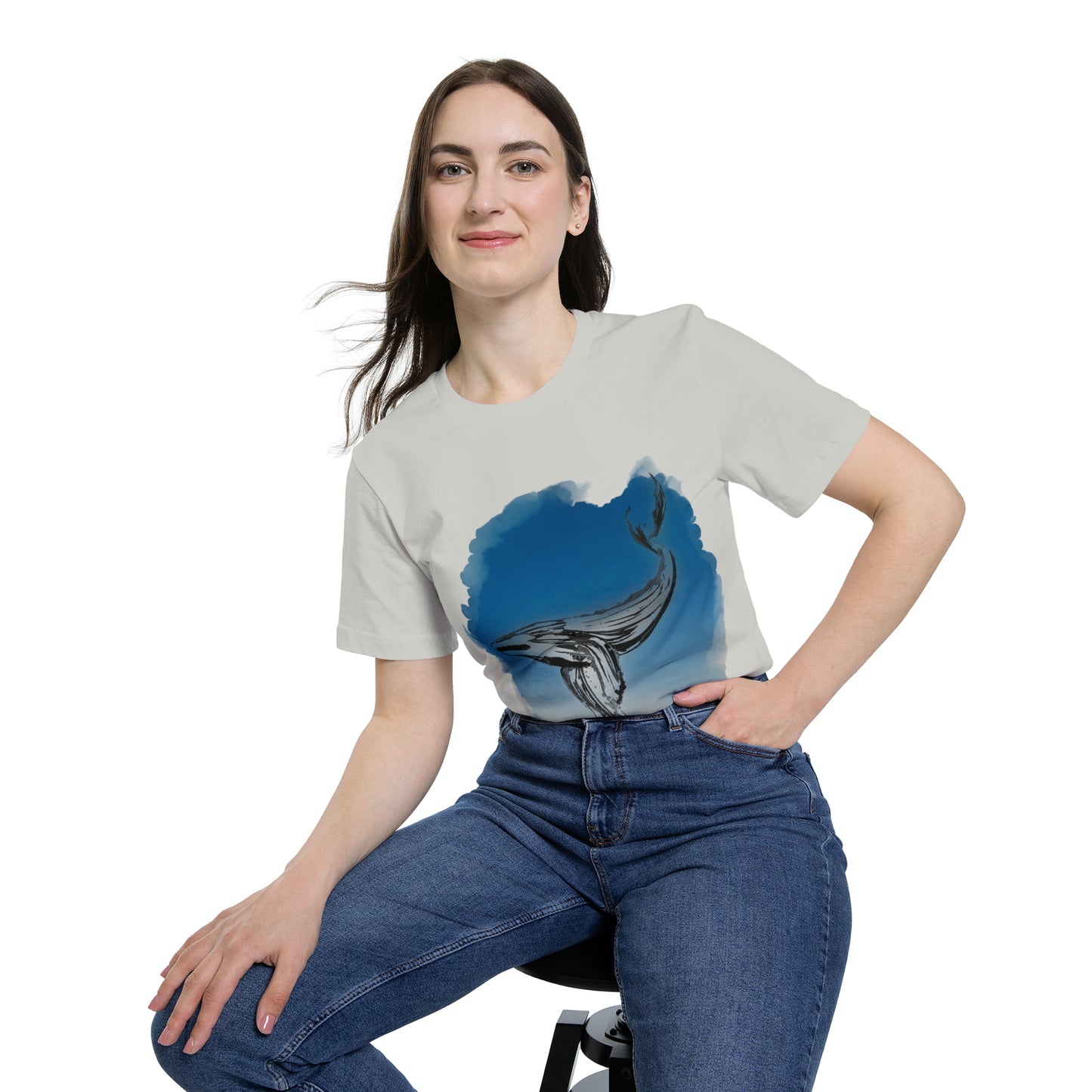 Watercolor Whale Tee - USA-Made Unisex Short-Sleeve Crew Neck Tee - ROAMfree Outdoor Apparel & Supply Co.