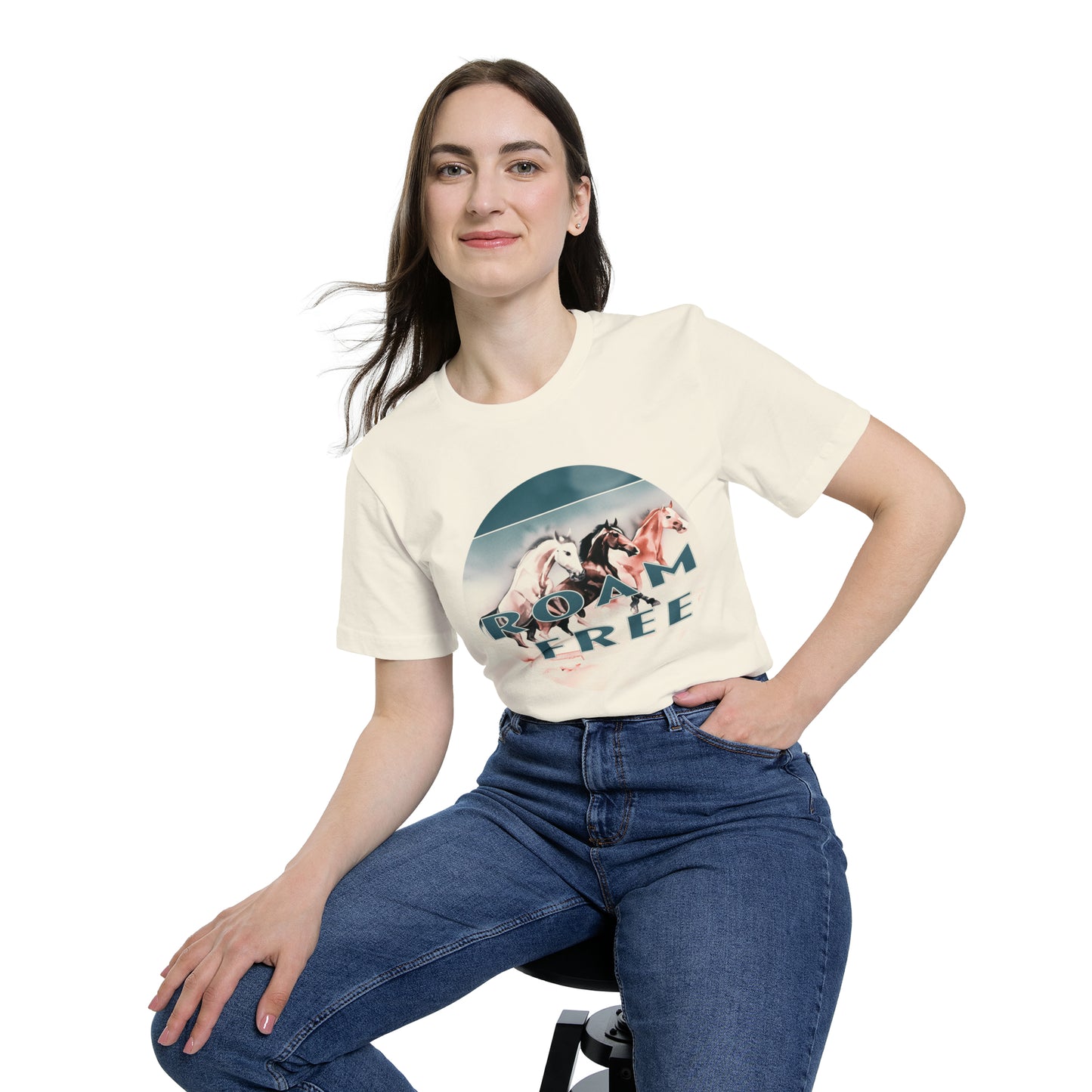 Horses Roam free - USA-Made Unisex Vintage Graphic Tee - ROAMfree Outdoor Apparel & Merch