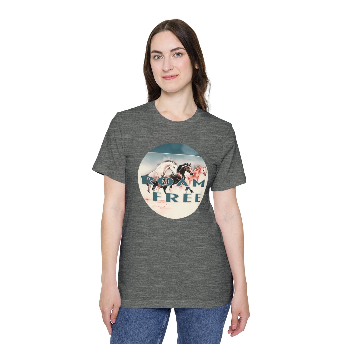 Horses Roam free - USA-Made Unisex Vintage Graphic Tee - ROAMfree Outdoor Apparel & Merch