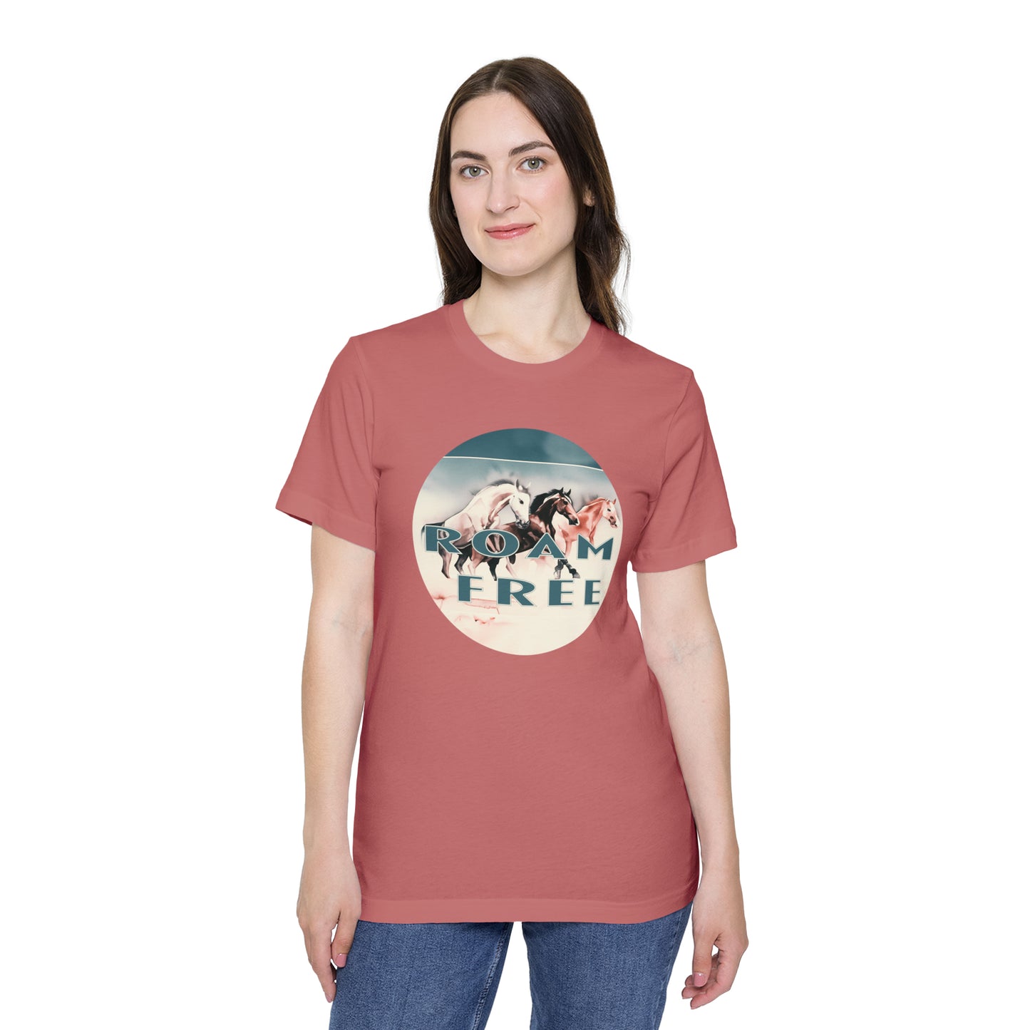 Horses Roam free - USA-Made Unisex Vintage Graphic Tee - ROAMfree Outdoor Apparel & Merch