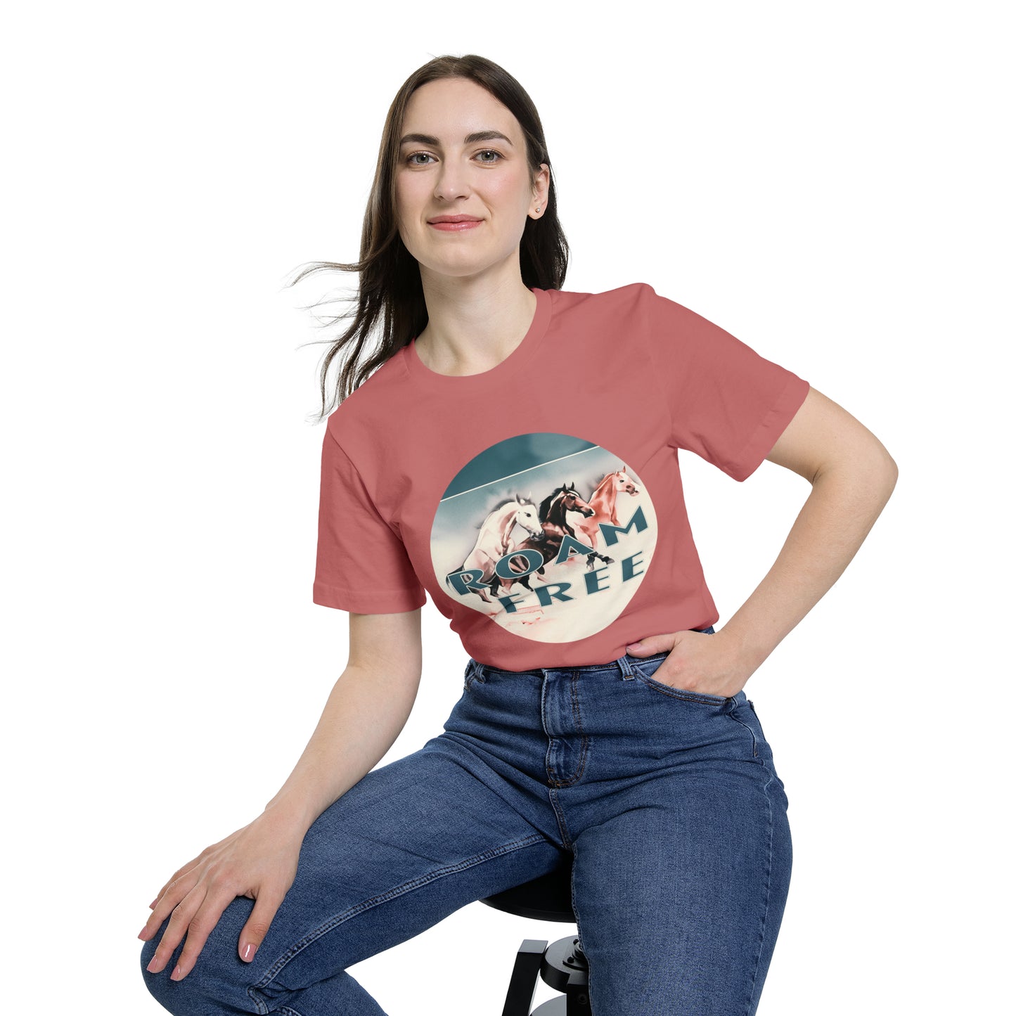 Horses Roam free - USA-Made Unisex Vintage Graphic Tee - ROAMfree Outdoor Apparel & Merch