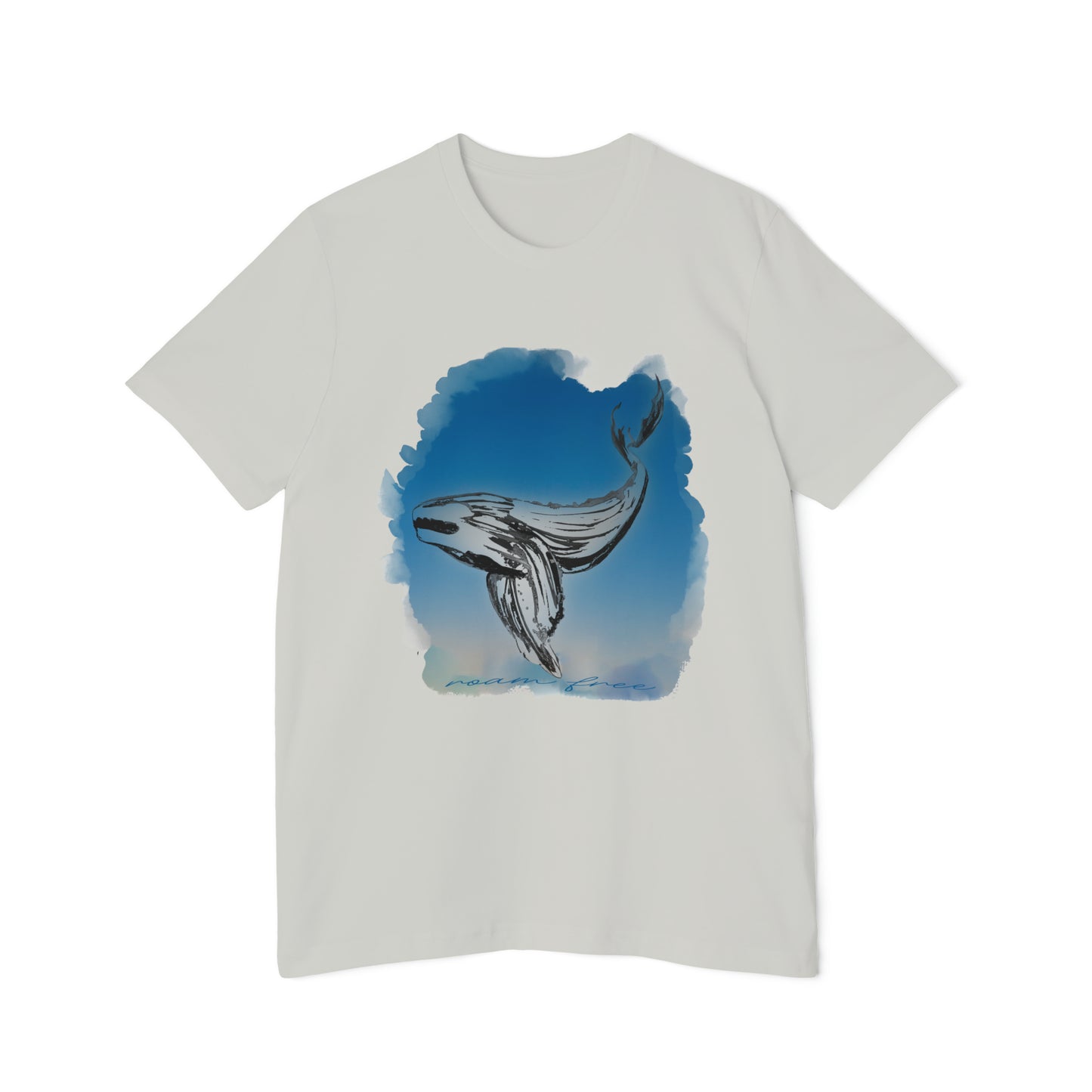 Watercolor Whale Tee - USA-Made Unisex Short-Sleeve Crew Neck Tee - ROAMfree Outdoor Apparel & Supply Co.