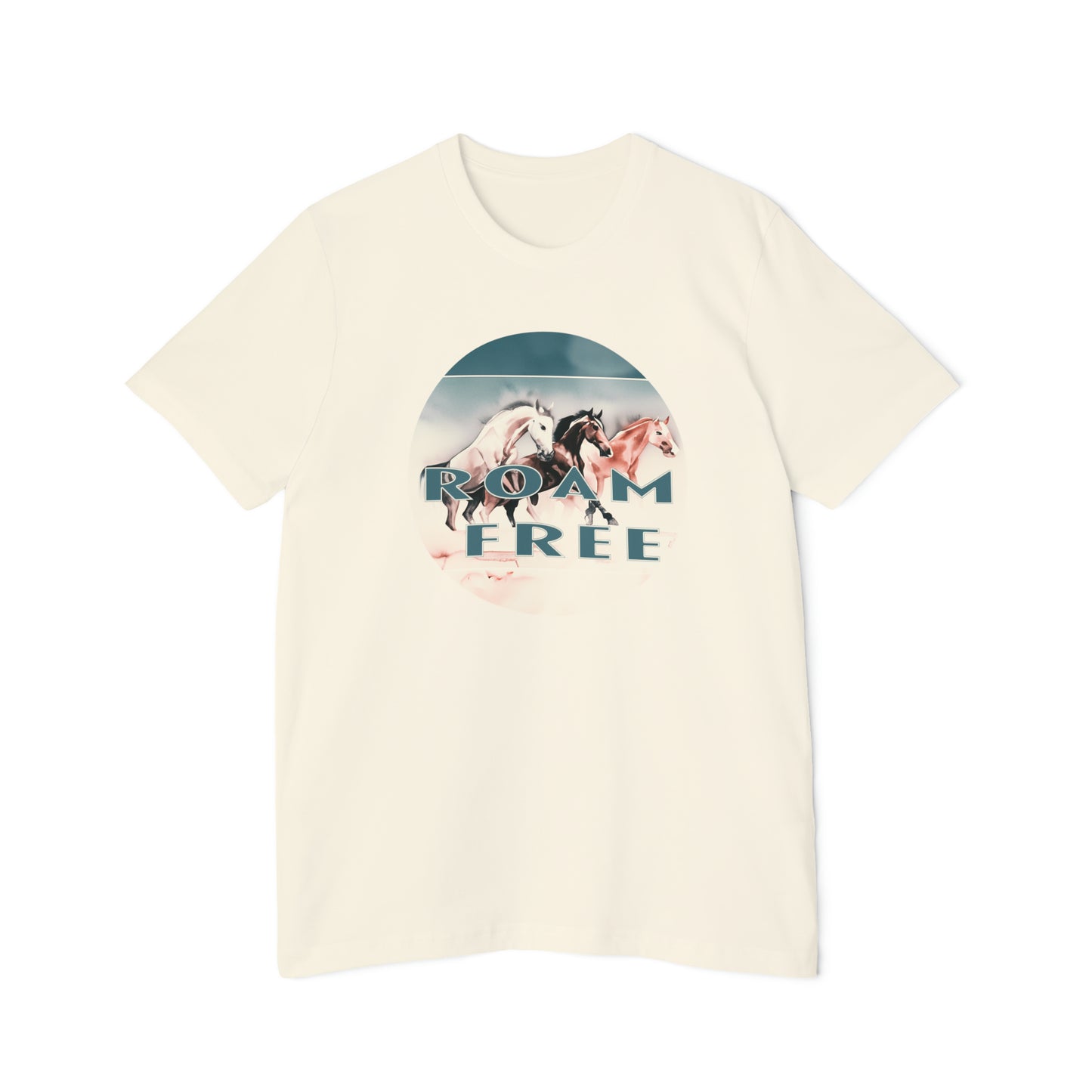 Horses Roam free - USA-Made Unisex Vintage Graphic Tee - ROAMfree Outdoor Apparel & Merch