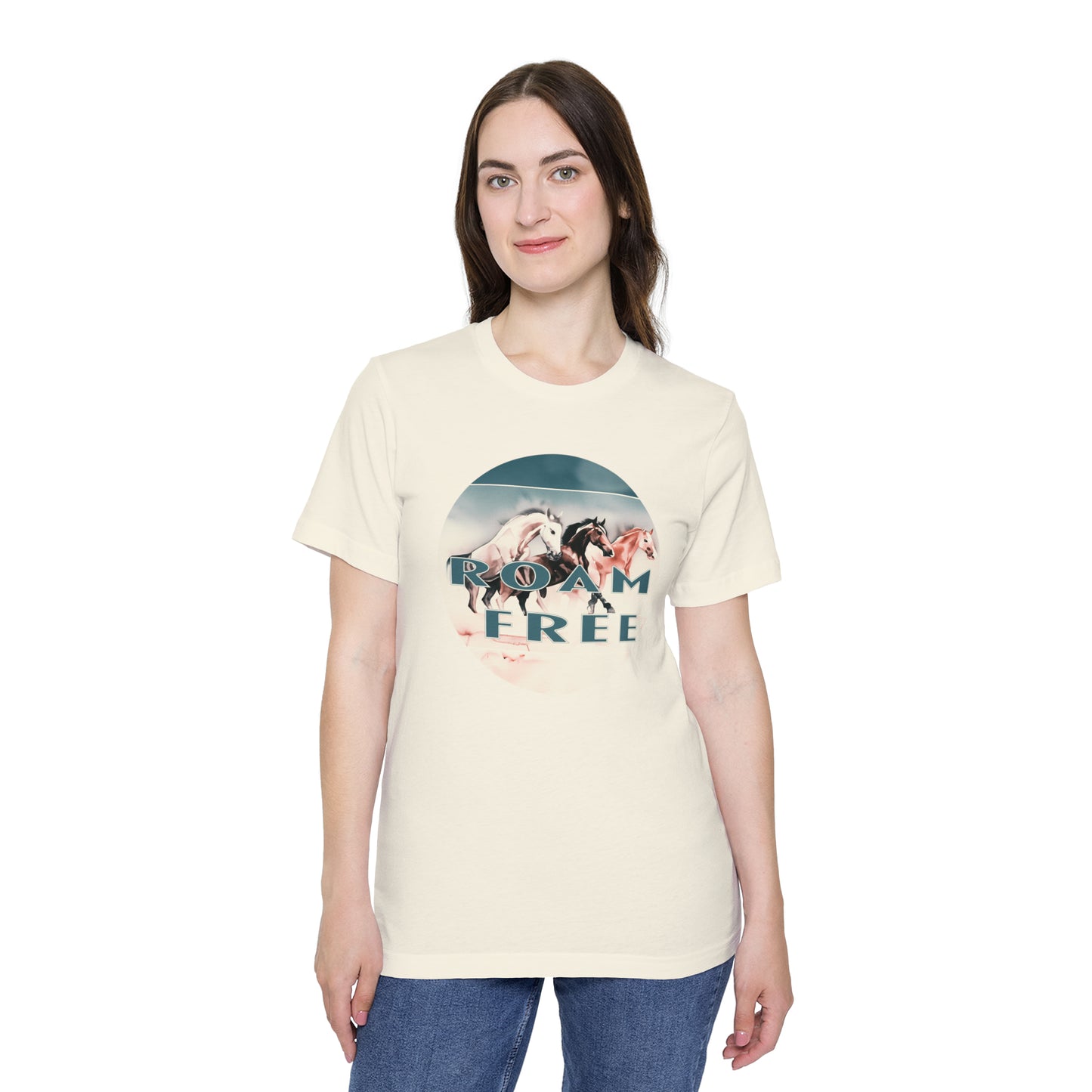 Horses Roam free - USA-Made Unisex Vintage Graphic Tee - ROAMfree Outdoor Apparel & Merch