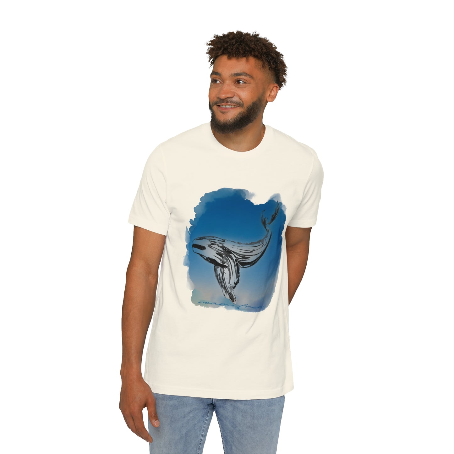 Watercolor Whale Tee - USA-Made Unisex Short-Sleeve Crew Neck Tee - ROAMfree Outdoor Apparel & Supply Co.