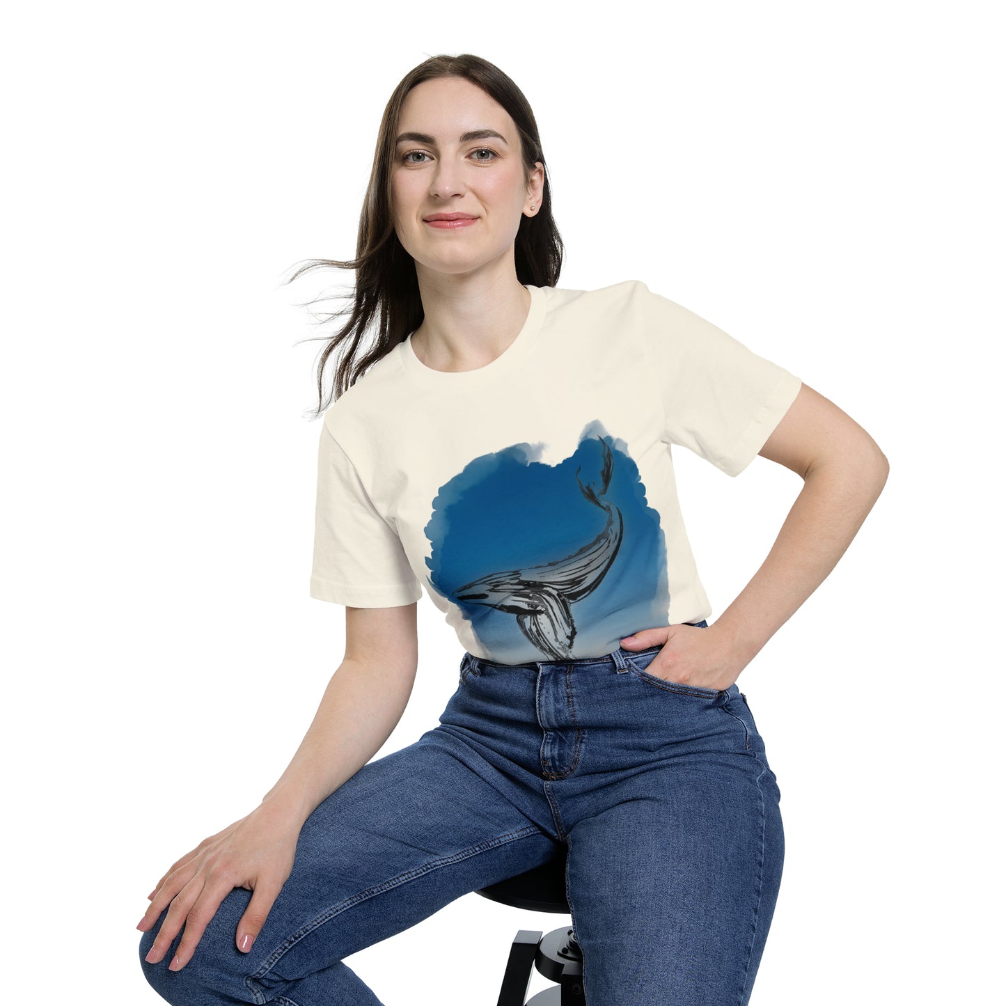 Watercolor Whale Tee - USA-Made Unisex Short-Sleeve Crew Neck Tee - ROAMfree Outdoor Apparel & Supply Co.