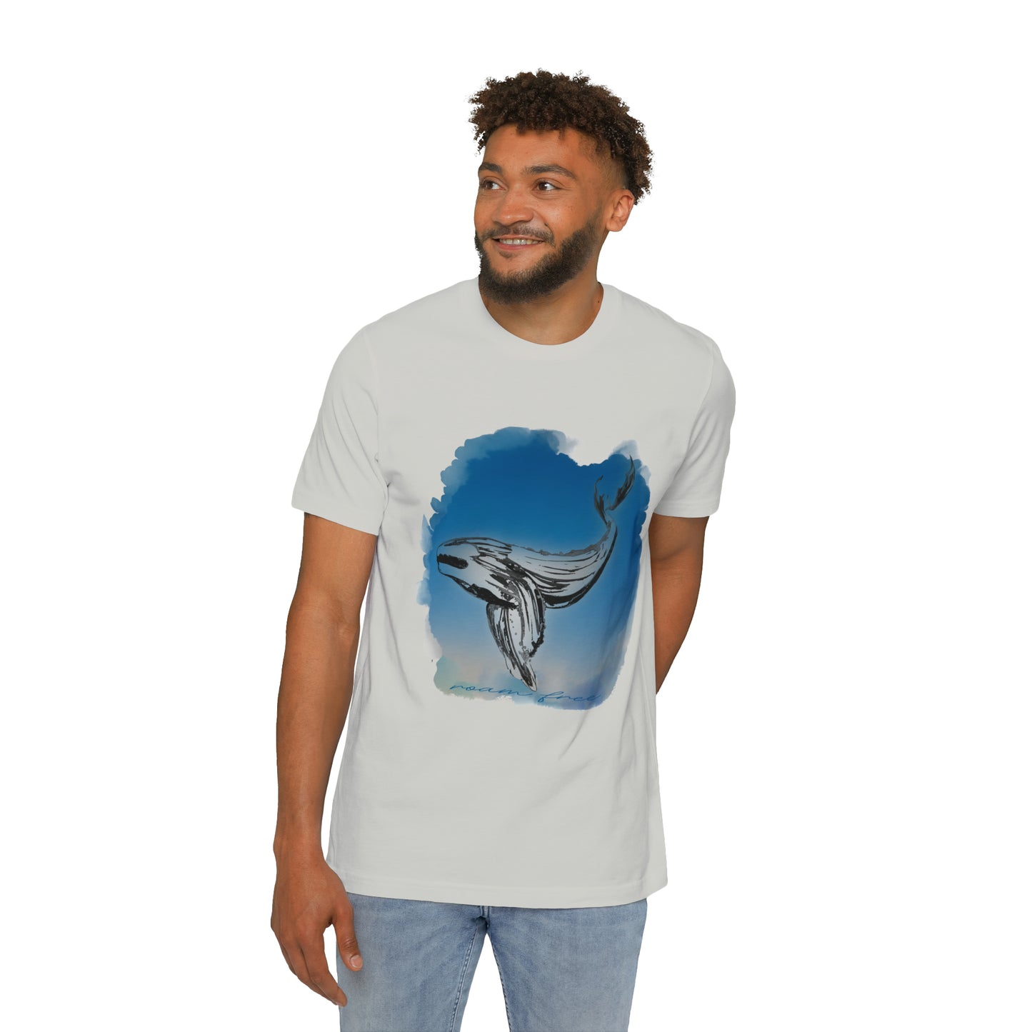 Watercolor Whale Tee - USA-Made Unisex Short-Sleeve Crew Neck Tee - ROAMfree Outdoor Apparel & Supply Co.