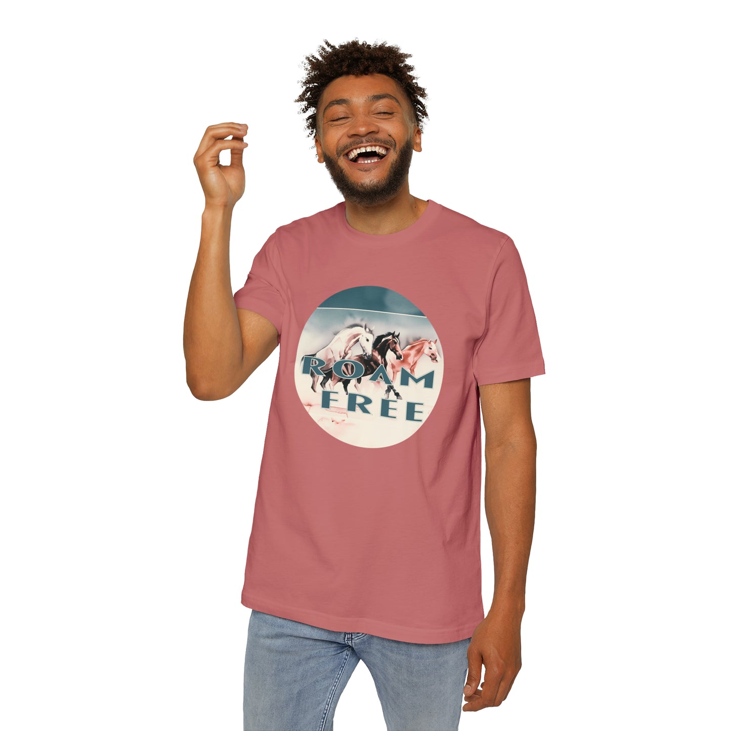 Horses Roam free - USA-Made Unisex Vintage Graphic Tee - ROAMfree Outdoor Apparel & Merch