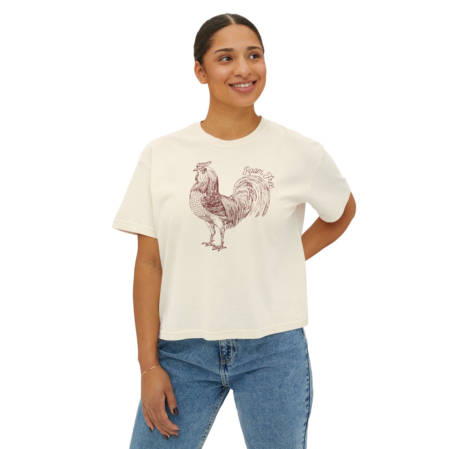 Rooster - Women's Boxy Crop Tee - ROAMfree Outdoor Apparel & Merch