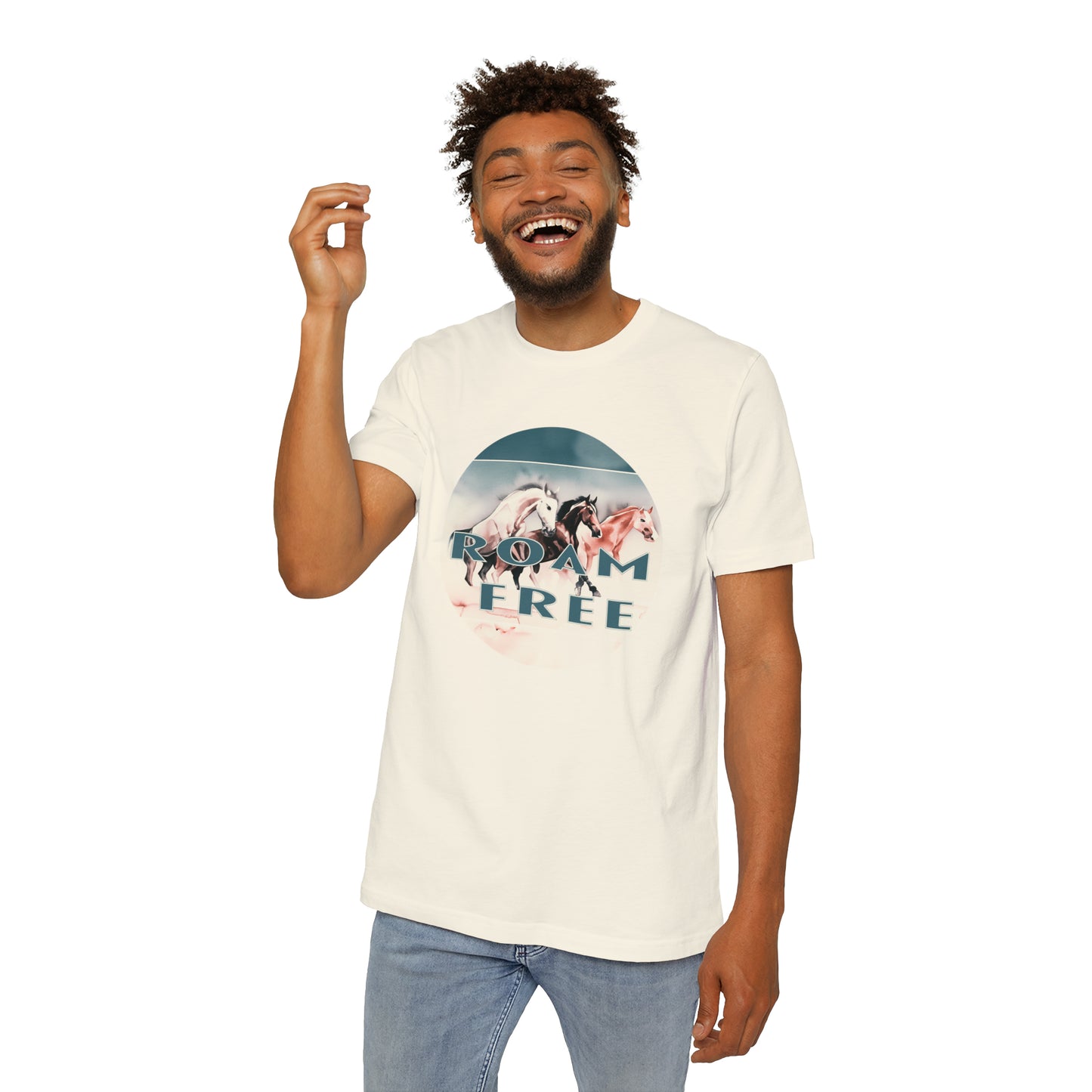 Horses Roam free - USA-Made Unisex Vintage Graphic Tee - ROAMfree Outdoor Apparel & Merch