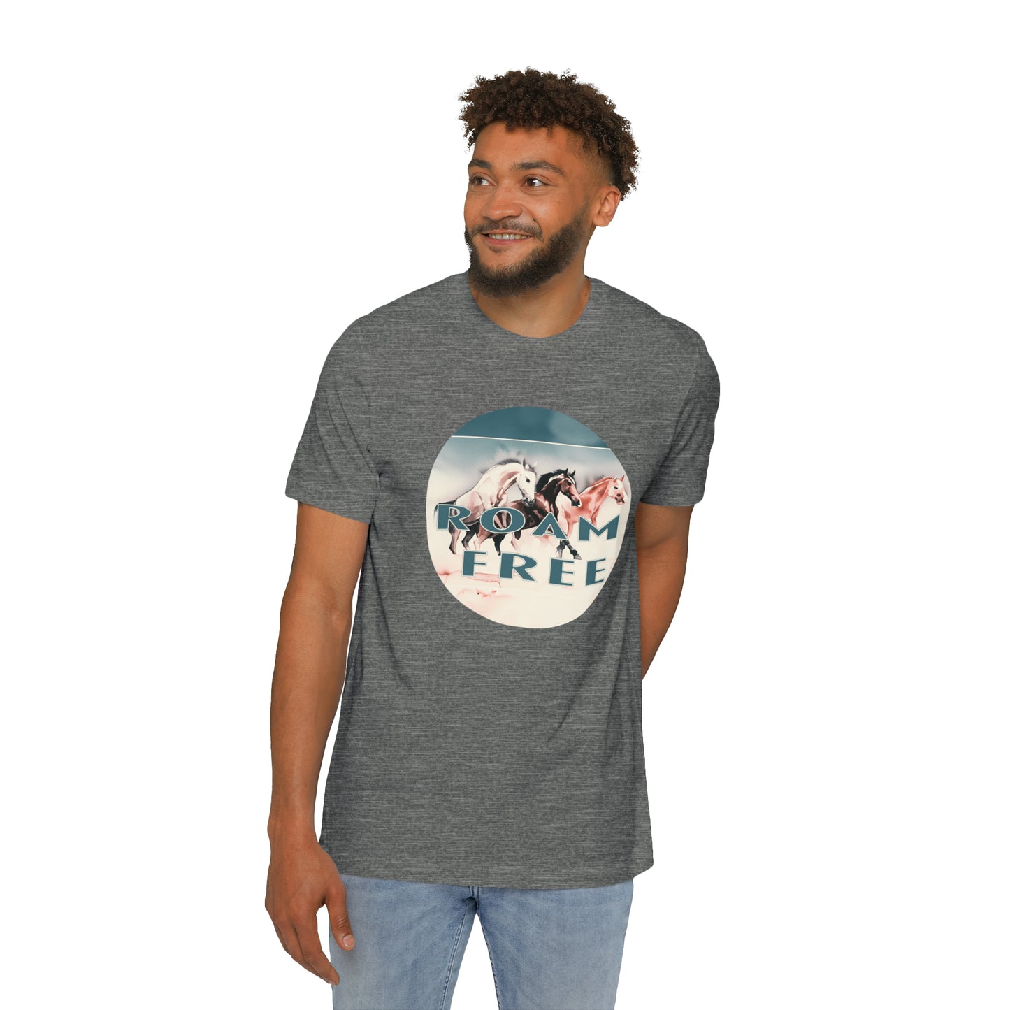 Horses Roam free - USA-Made Unisex Vintage Graphic Tee - ROAMfree Outdoor Apparel & Merch