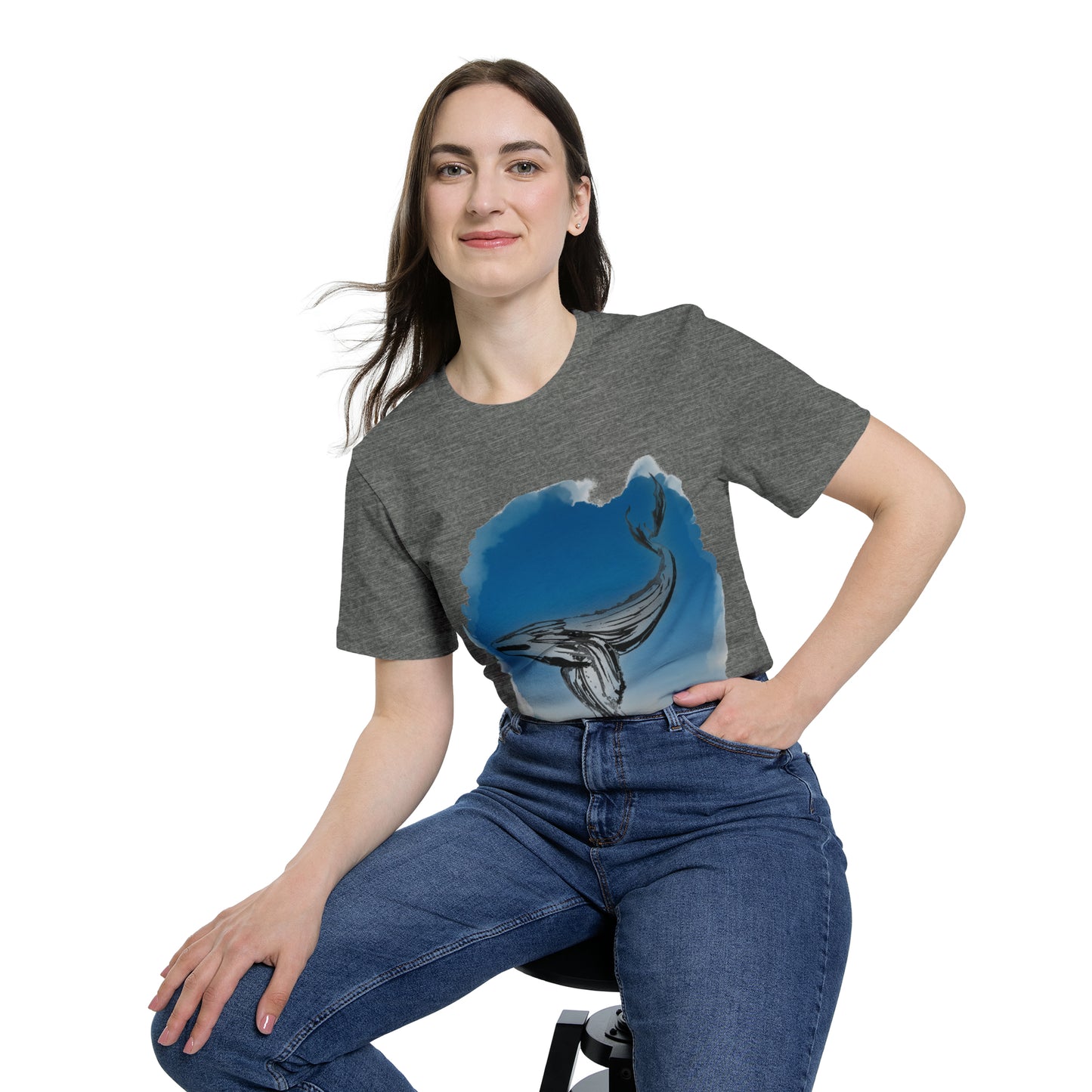 Watercolor Whale Tee - USA-Made Unisex Short-Sleeve Crew Neck Tee - ROAMfree Outdoor Apparel & Supply Co.