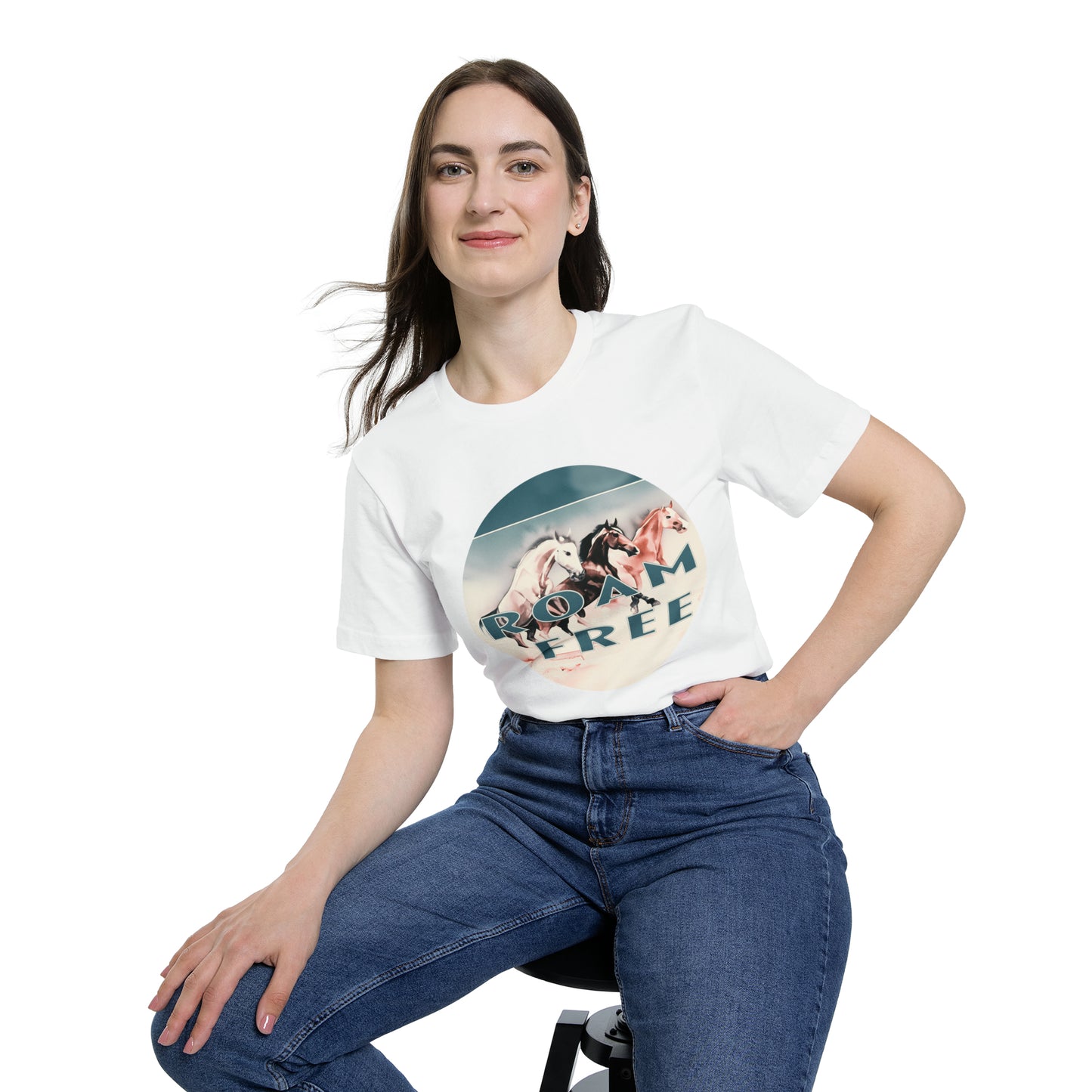 Horses Roam free - USA-Made Unisex Vintage Graphic Tee - ROAMfree Outdoor Apparel & Merch