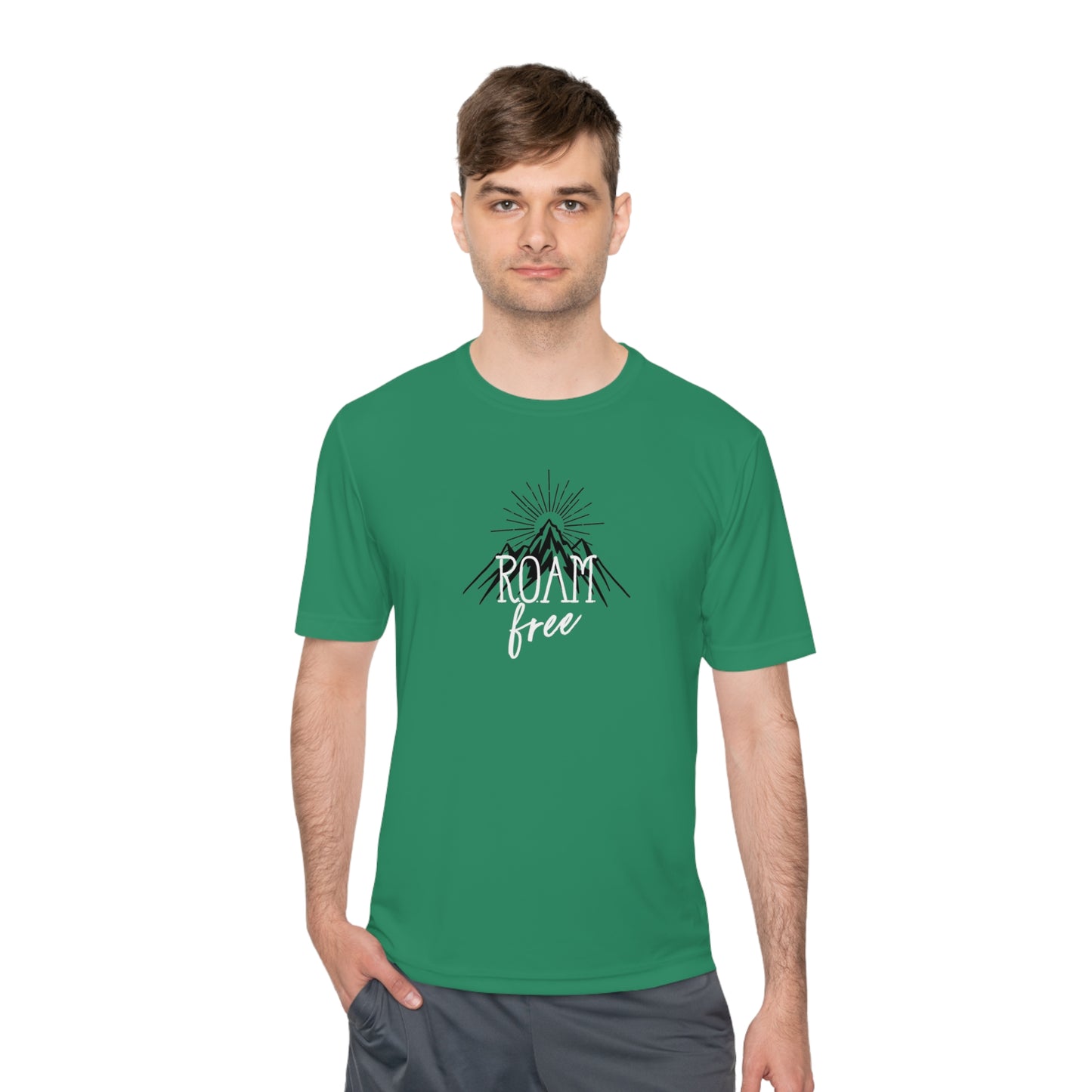 R.O.A.M free Branded Merch -  Unisex Moisture Wicking Graphic Tee - ROAMfree Outdoor Apparel & Supply Co.