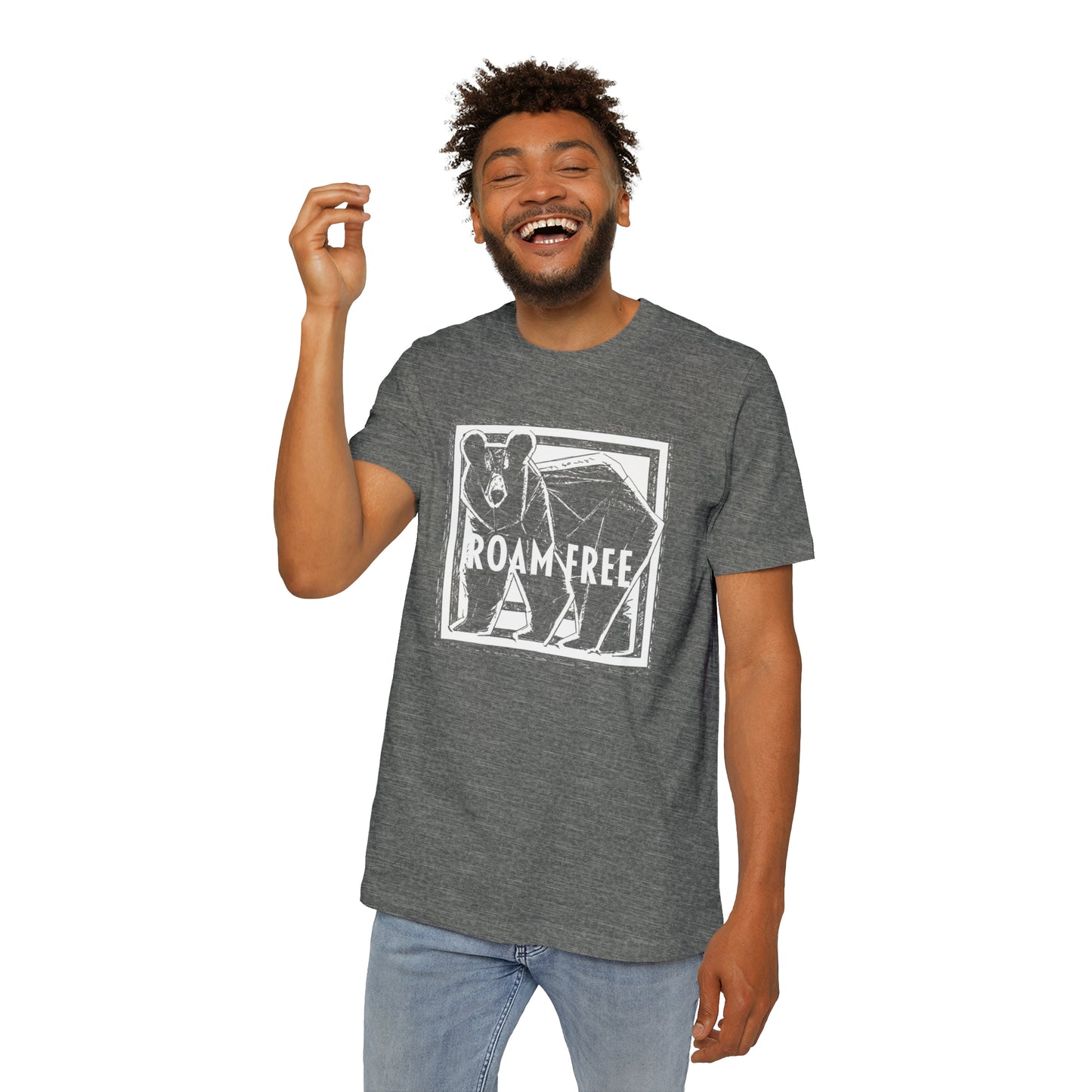 The Powerful Bear Tee - USA-Made Unisex Short-Sleeve Crew Neck Tee - ROAMfree Outdoor Apparel & Merch
