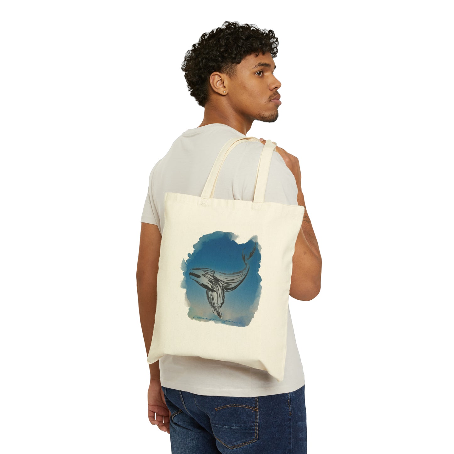 Watercolor Whale - Cotton Canvas Tote Bag - ROAMfree Outdoor Apparel & Merch