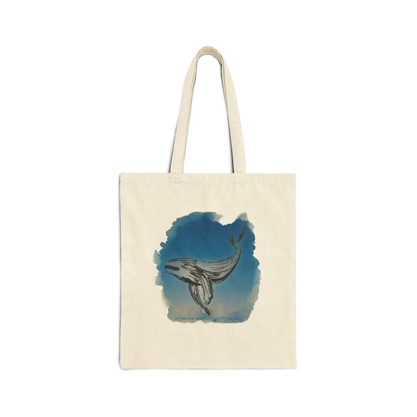 Watercolor Whale - Cotton Canvas Tote Bag - ROAMfree Outdoor Apparel & Merch