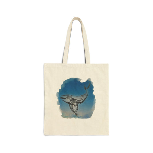 Watercolor Whale - Cotton Canvas Tote Bag - ROAMfree Outdoor Apparel & Merch