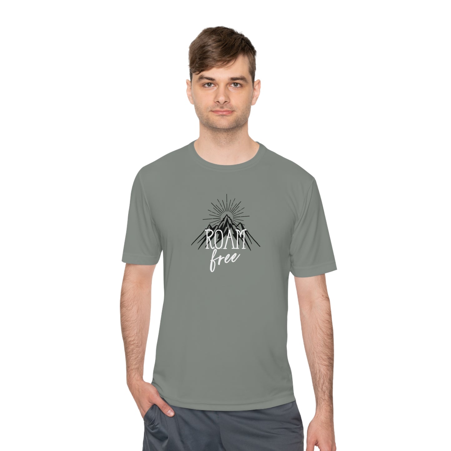 R.O.A.M free Branded Merch -  Unisex Moisture Wicking Graphic Tee - ROAMfree Outdoor Apparel & Supply Co.