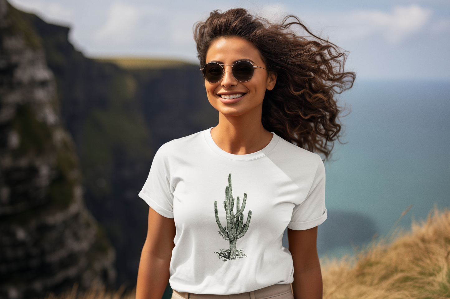 Saguaro Cactus Graphic Tee - USA-Made Unisex Short-Sleeve Crew Neck Tee - ROAMfree Outdoor Apparel & Merch