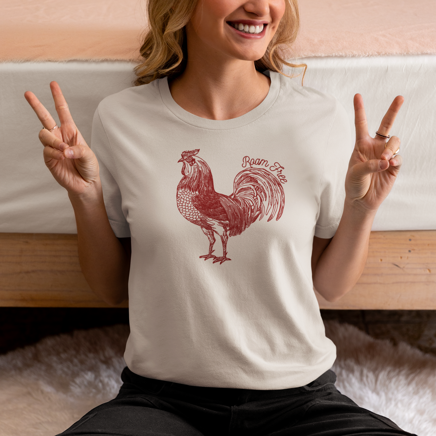 Vintage Rooster Graphic Tee - Unisex Jersey Style Short Sleeve Tee by ROAMfree Outdoor Apparel